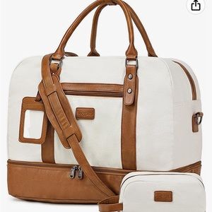 Wogarl Canvas Cream brown duffel weekender bag
